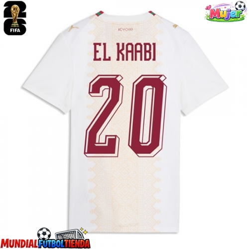 Camiseta Marruecos Ayoub El Kaabi #20 Segunda Equipación Replica Mundial 2026 para mujer mangas cortas